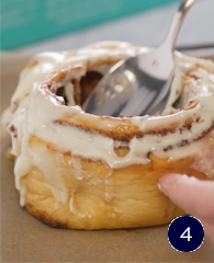 Remove top of middle wraps of cinnamon roll